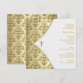 Witte en gouden kruisdoop kaart (Voorkant / Achterkant)