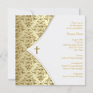 Witte en gouden kruisdoop kaart