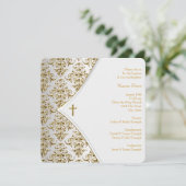 Witte en gouden kruisdoop kaart (Staand voorkant)