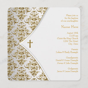 Witte en gouden kruisdoop kaart