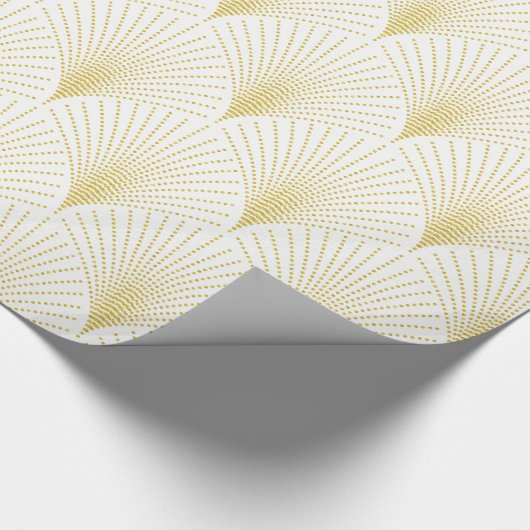 Witte en gouden kunst-deco naadloze patronen cadeaupapier (Hoek)