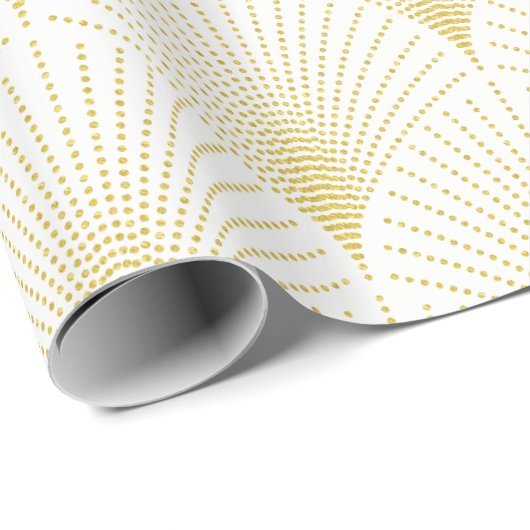 Witte en gouden kunst-deco naadloze patronen cadeaupapier (Rol Hoek)