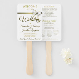 Witte en gouden lintbonnen met een programma handwaaier