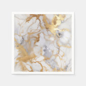 Witte en gouden luxe marmer effect servetten (Voorkant)