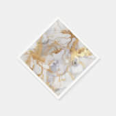 Witte en gouden luxe marmer effect servetten (Hoek)