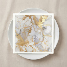 Witte en gouden luxe marmereffect Napkins