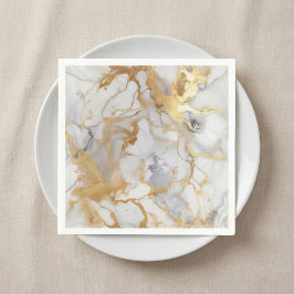 Witte en gouden luxe marmereffect Napkins Servet