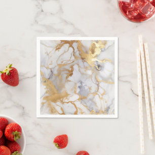 Witte en gouden luxe marmereffect Napkins Servet