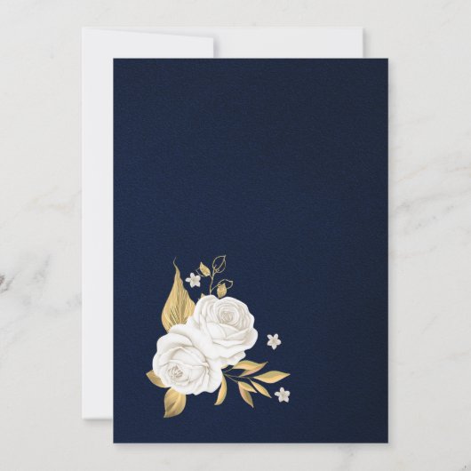 witte en gouden marineschoolpartij blauw verjaarda kaart (Achterkant)