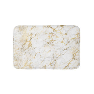 Witte en gouden marmer badmat