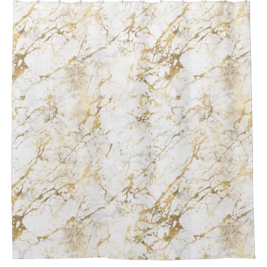 Witte en gouden marmer douchegordijn (Voorkant)