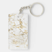 Witte en gouden marmer, gouddoos, zwart monogram,  sleutelhanger (achterkant)