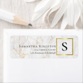 Witte en gouden marmer | Retouradres Monogram Etiket (Insitu)