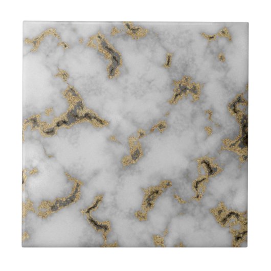 Witte en gouden marmer tegeltje (Voorkant)