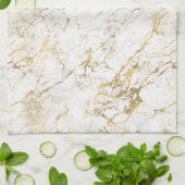 Witte en gouden marmer theedoek (Gevouwen)