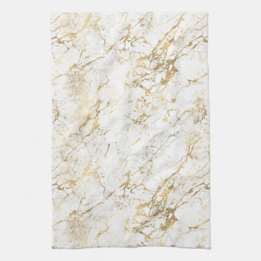 Witte en gouden marmer theedoek (Verticaal)