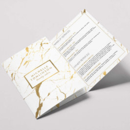 Witte en gouden marmeren salon of productbrochure drieluik kaart