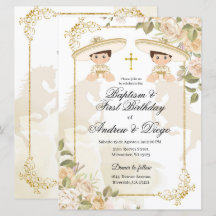 Witte en gouden mexicaanse tweelingjongens, uitnod