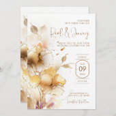 Witte en gouden moderne bruiloft kaart (Voorkant / Achterkant)