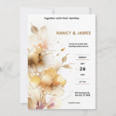 Witte en gouden moderne bruiloft uitnodigingen (Voorkant)