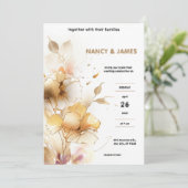 Witte en gouden moderne bruiloft uitnodigingen (Staand voorkant)