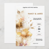 Witte en gouden moderne bruiloft uitnodigingen (Voorkant / Achterkant)