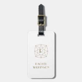 Witte en gouden monogram Art Deco Gem Bagagelabel