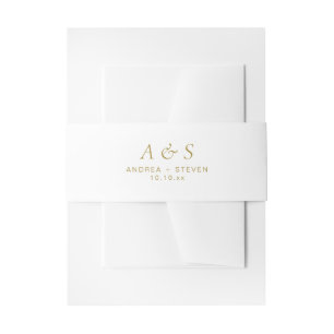 Witte en gouden monogram bruiloft uitnodigingen wikkel