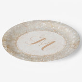 Witte en gouden monogram papieren bordje (Gekanteld)