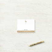 Witte en gouden nepschitterende flamingo en rand post-it® notes (Op bureau)