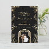 Witte en gouden Nikkah-uitnodiging Digitaal Islami Kaart (Staand voorkant)