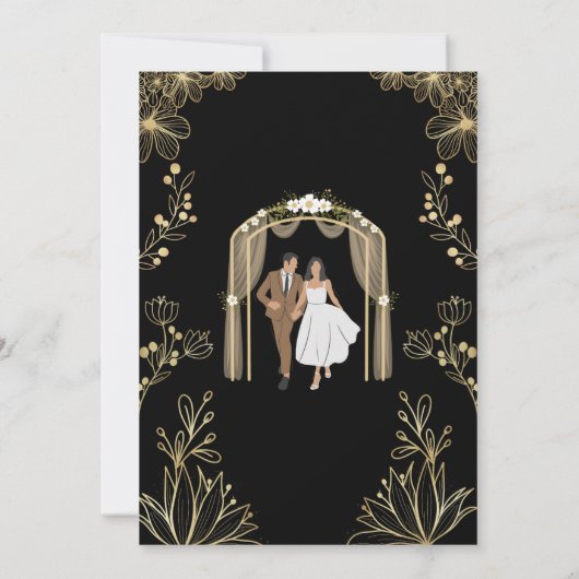 Witte en gouden Nikkah-uitnodiging Digitaal Islami Kaart (Achterkant)