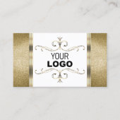 Witte en gouden Ornamenten Glitter met Logo Visitekaartje (Voorkant)