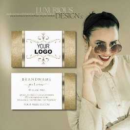 Witte en gouden Ornamenten Glitter met Logo Visitekaartje