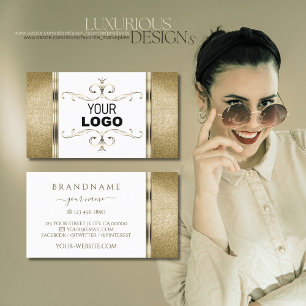 Witte en gouden Ornamenten Glitter met Logo Visitekaartje