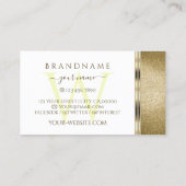 Witte en gouden Ornamenten Golden Glitter Monogram Visitekaartje (Achterkant)