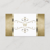 Witte en gouden Ornamenten Golden Glitter Monogram Visitekaartje (Voorkant)