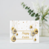 Witte en gouden paaseieren briefkaart (Staand voorkant)