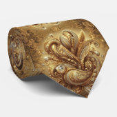 Witte en gouden paisley diamant 3D-stijl stropdas (Opgerold)