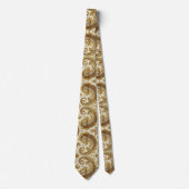 Witte en gouden paisley diamant 3D-stijl stropdas (Voorkant)