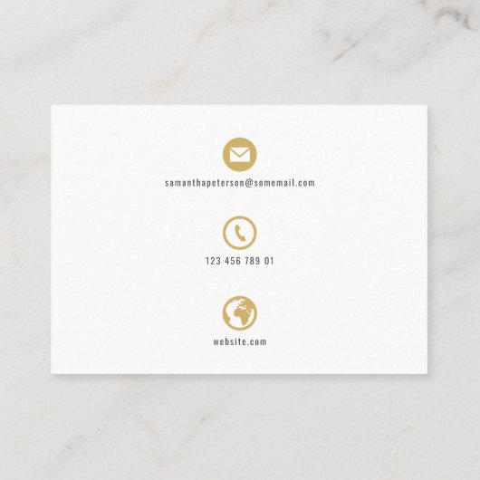 Witte en gouden pictogrammen visitekaartje, visite visitekaartje (Achterkant)
