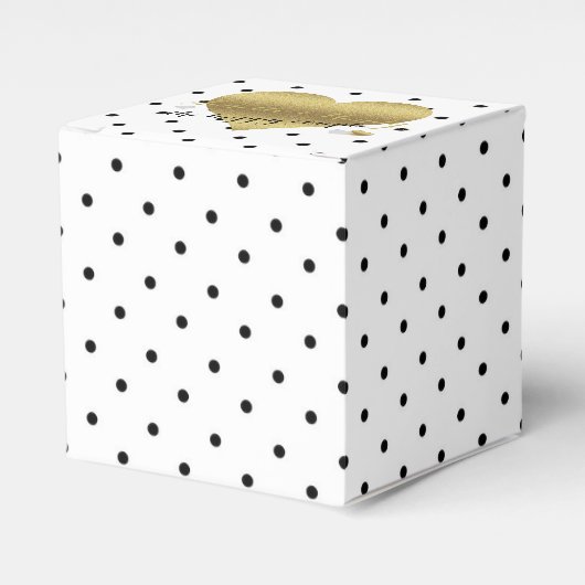 Witte en gouden polka stippen partij gunst dozen bedankdoosjes (Voorkant Zijde)