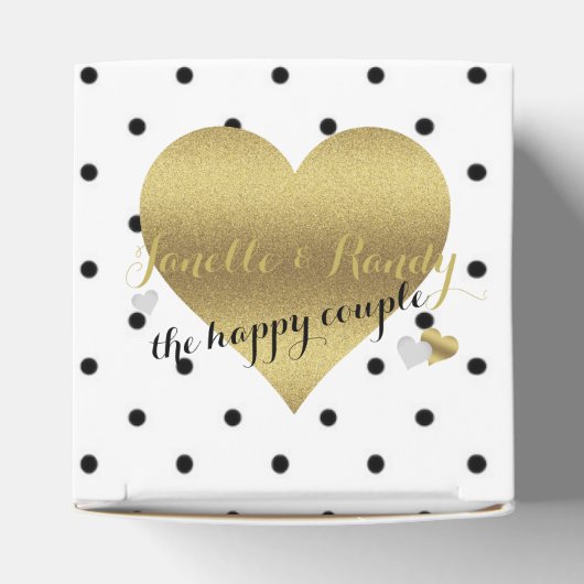 Witte en gouden polka stippen partij gunst dozen bedankdoosjes (Bovenkant)