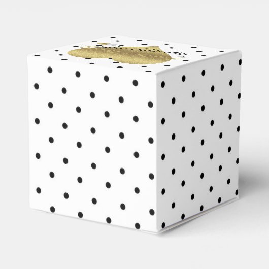 Witte en gouden polka stippen partij gunst dozen bedankdoosjes (Achterkant)