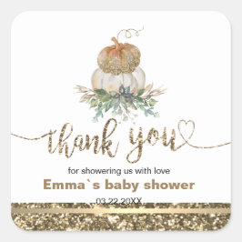 Witte en gouden pompoen dank u vierkante sticker