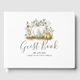 Witte en gouden pompoenen herfst bruiloft gastenboek