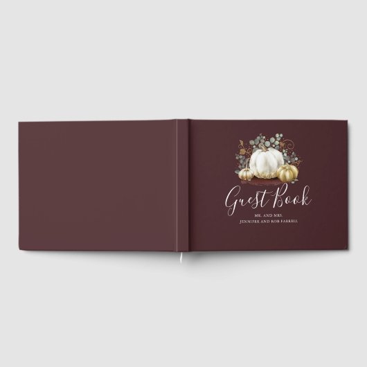 Witte en gouden pompoenen herfst bruiloft gastenboek (Volledig)