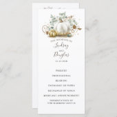 Witte en gouden pompoenen herfst bruiloft programm programmakaart (Voorkant / Achterkant)