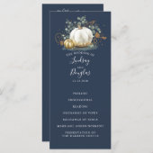 Witte en gouden pompoenen herfst bruiloft programm programmakaart (Voorkant / Achterkant)