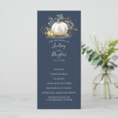 Witte en gouden pompoenen herfst bruiloft programm programmakaart (Staand voorkant)